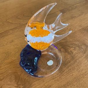 Glass fish tea candle holder